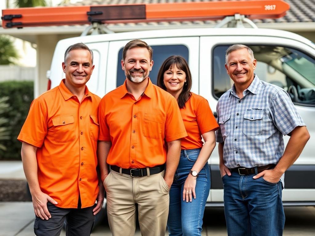 Foto del equipo de HogarPro frente a su camioneta de trabajo